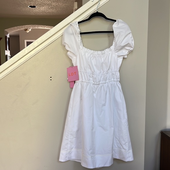 LDT
Claire Square Neck Smocked Short Puffed Sleeve Drawstring Front Dress - Picture 6 of 12